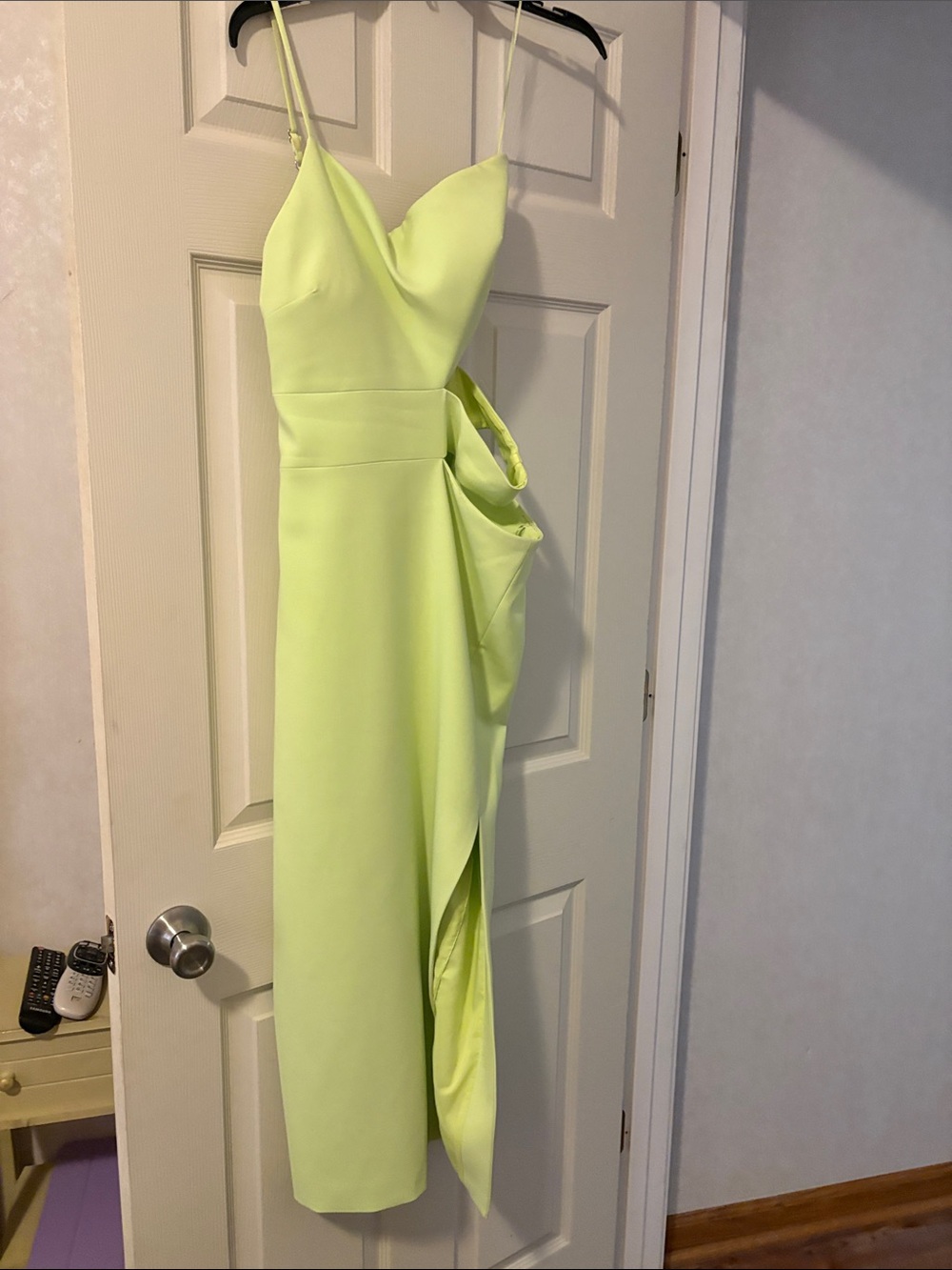 This is one shoulder Midi dress with side slits and a bottom slit
